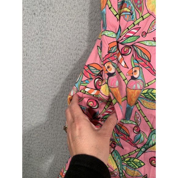Jaye’s Studio Women’s Dress Bamboo Birds Luxe Sateen Day Pink Small S Cap Sleeve - Picture 11 of 11